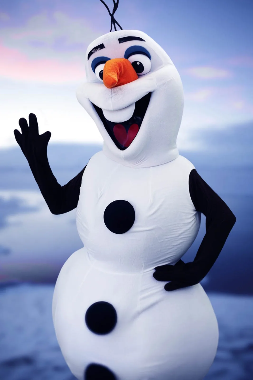Snowman party character in Columbus